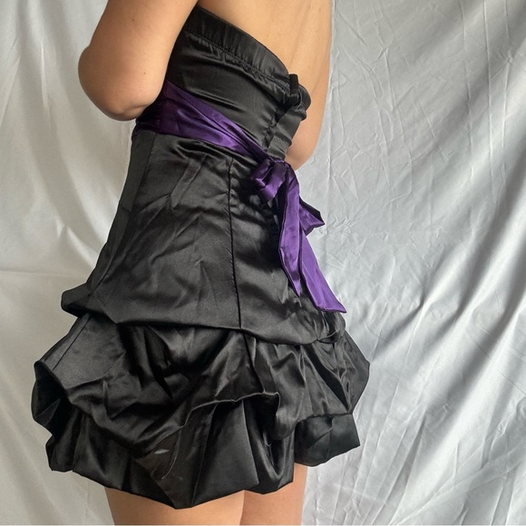 Speechless Black and Purple Ruffled Satin Mini Dress - Picture 2 of 8